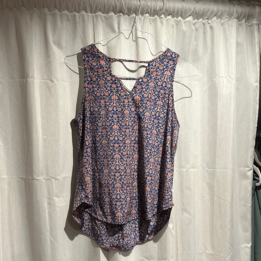 Floral Sleeveless Top - Blue and Pink